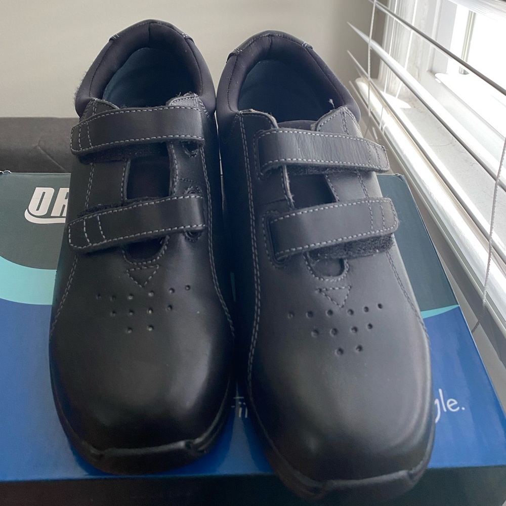 DREW LOTUS COMFORT SHOES WOMEN BLACK LEATHER DUAL STRAPS SIZE 8M